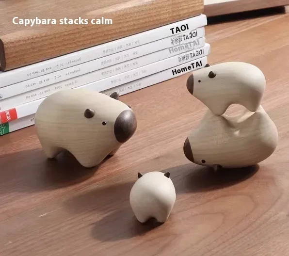 Capybara Jenga Wood Carving Desktop Decoration