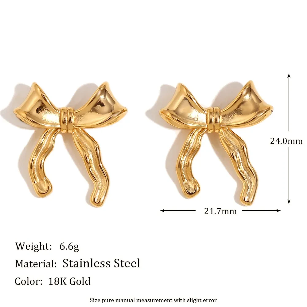 Sweet Elegance Personalized Stainless Steel Scarf Bow Stud Earrings