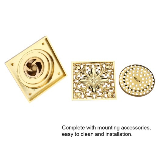 Antique Brass Square Floor Drain with Strainer Bathroom Washroom Drainage & Clean Accessories