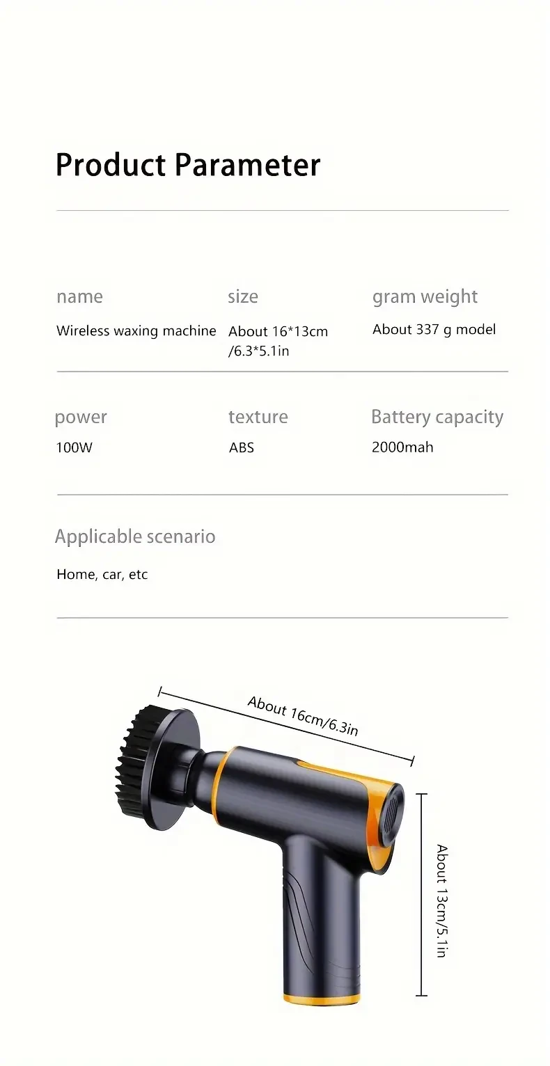 Portable 100W Wireless Car Waxer & Polisher