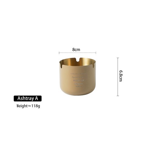 Light Luxury Khaki Brown Stainless Steel Ash Tray