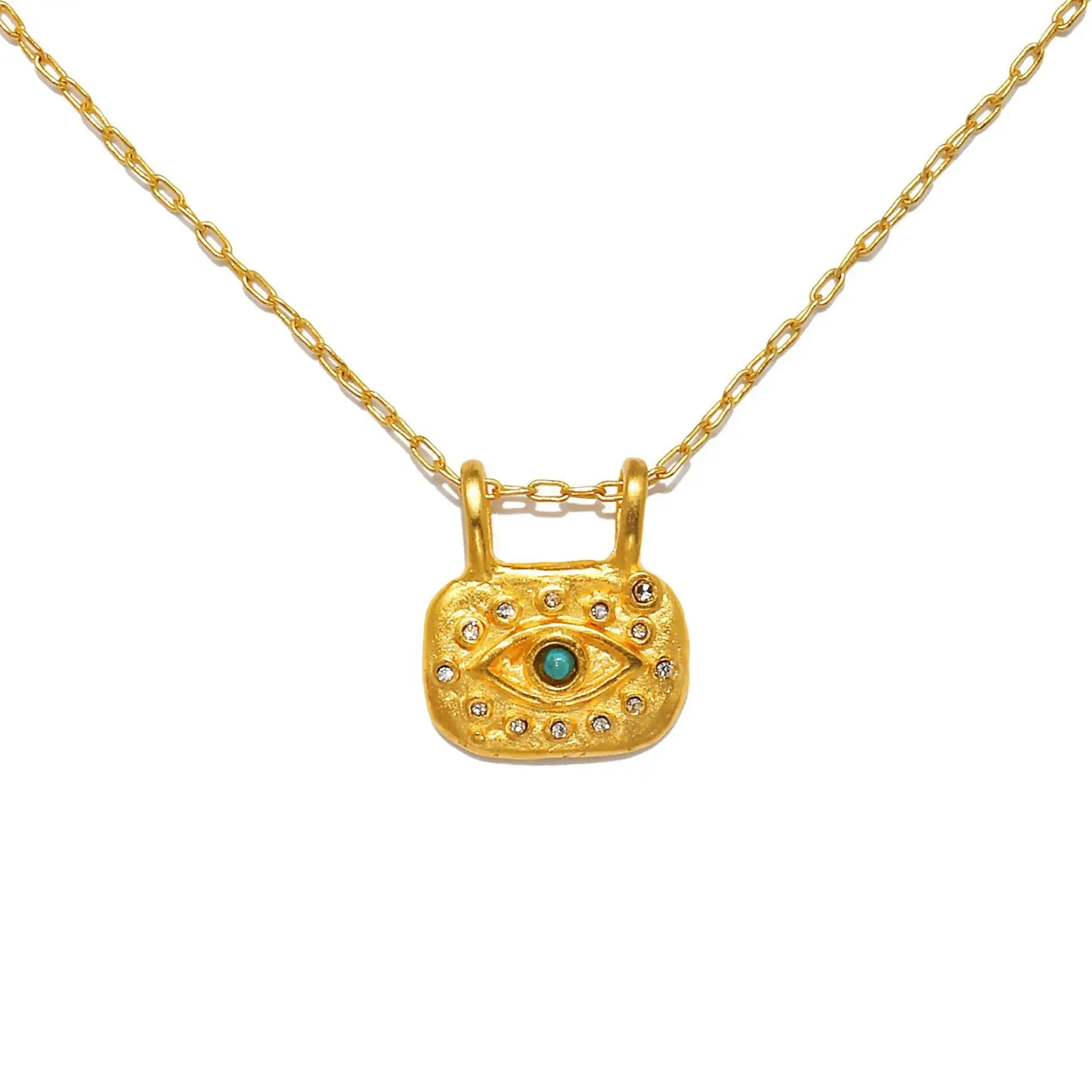 INS Zircon Eye Necklace Sliding Pendant Copper Plated Gold 18K Color Retention