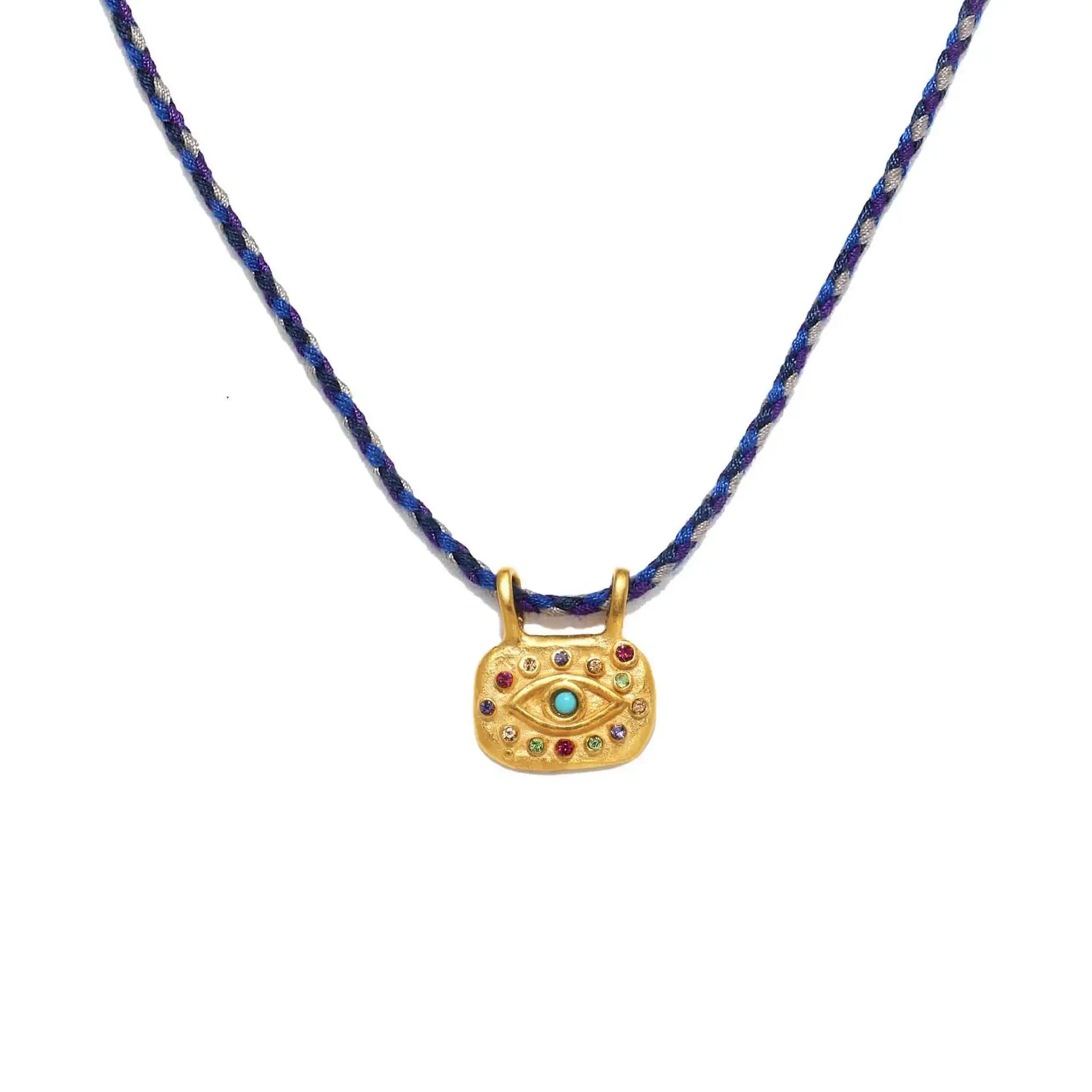 INS Zircon Eye Necklace Sliding Pendant Copper Plated Gold 18K Color Retention