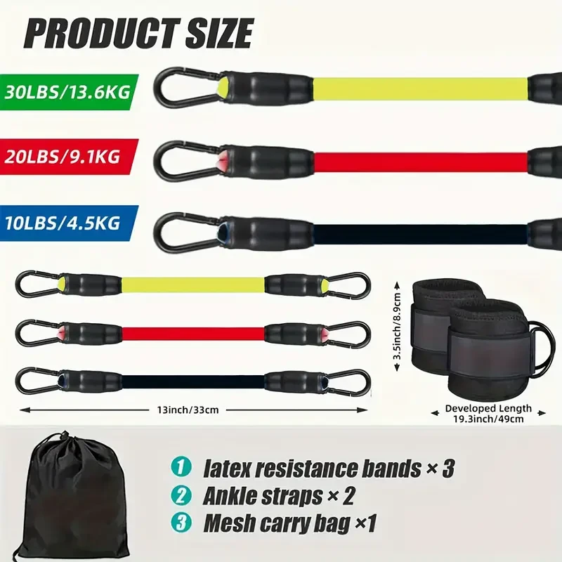 5-Piece Universal Ankle Resistance Band Set