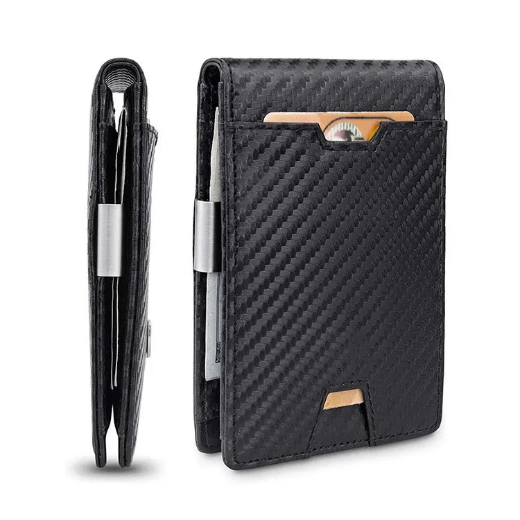 Men's Card Holder Fiber Leather Money Clip Wallet