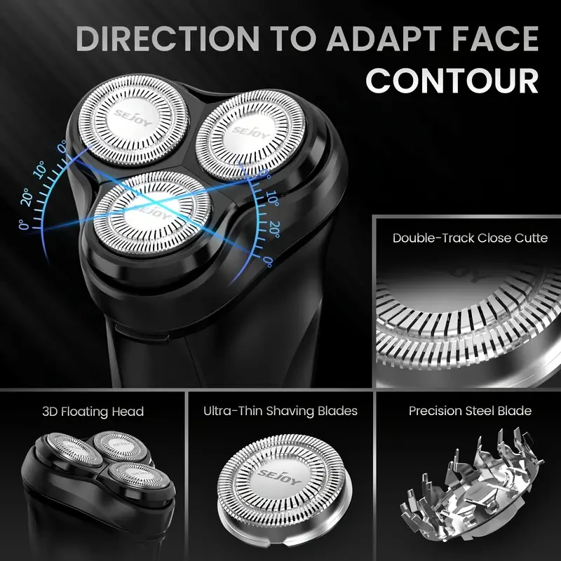 Electric Razor For Men, Dry&Wet 3D Men's Electric Shaver With Pop-up Trimmer, Rechargeable Rotary Shaving Machines, Father's Day Gift For Father Dad Men Husband Boyfriend