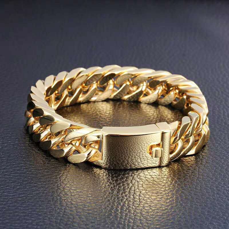 Fashion Black Cuban Chain Bracelet Stainless Steel Bracelet