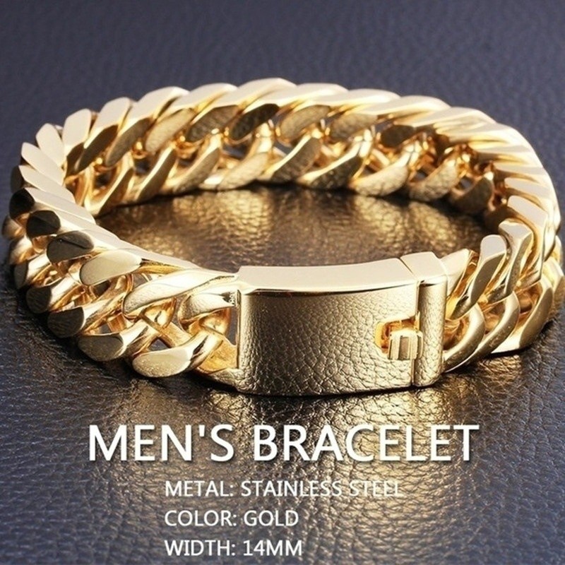 Fashion Black Cuban Chain Bracelet Stainless Steel Bracelet