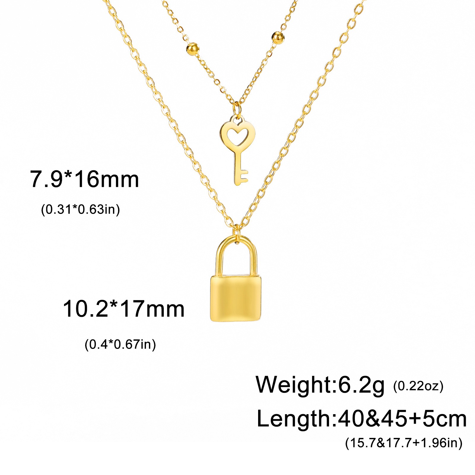 Skyrim Key Padlock Pendant Stainless Steel Necklace