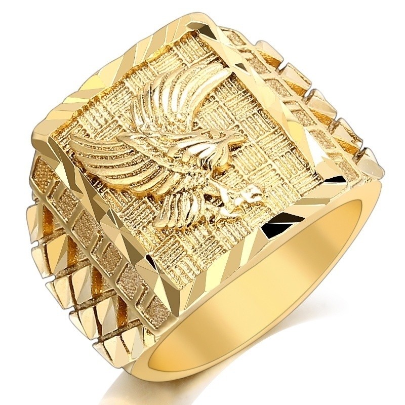 Punkboy Hip Hop Rock Style Gold Plated Domineering Carved Flying Eagle Animal Pattern