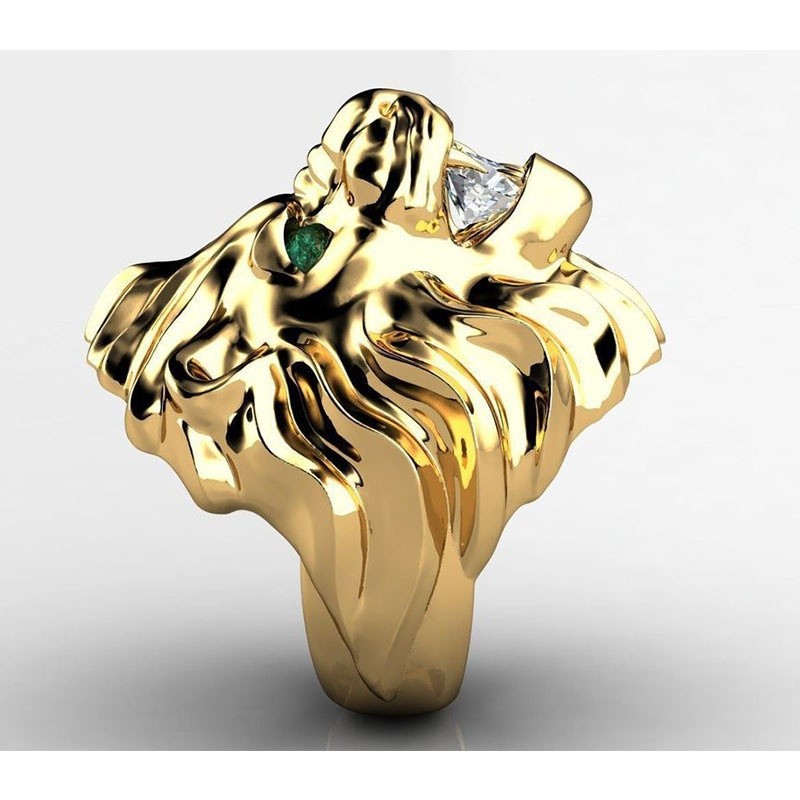 Fashion Stainless Steel Lion Head Ring Animal Ring Hip Hop Rings