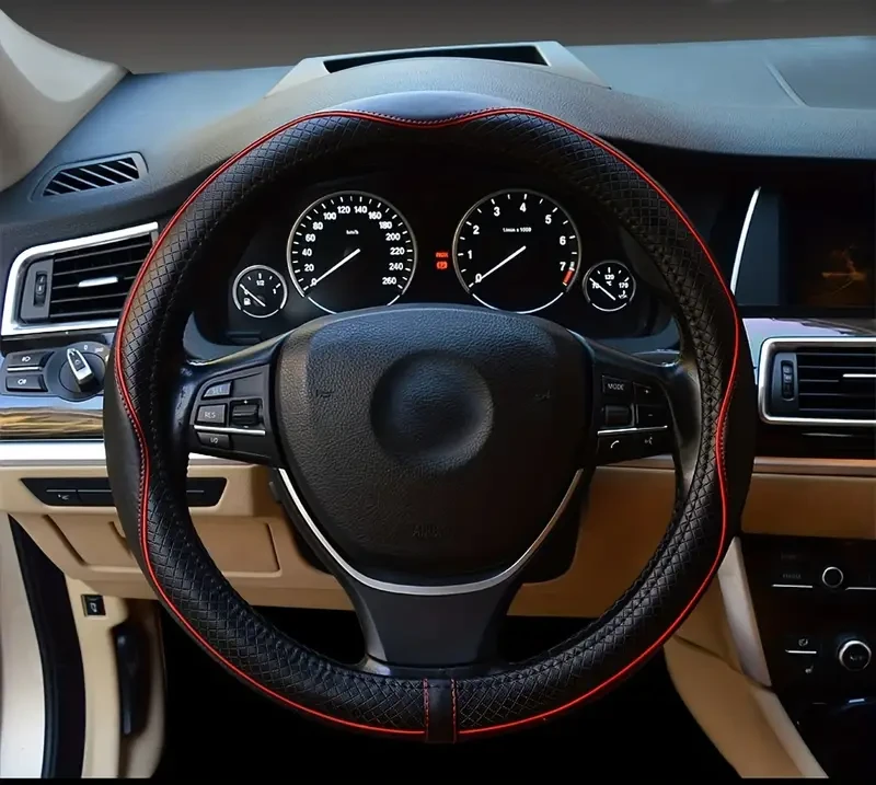 YITUMU Universal Car Steering Wheel Cover, Anti-Slip Faux Leather Steering Wheel Cover, Sports Style Steering Wheel Protector, Car Interior Accessories Auto Steering Wheel Covers