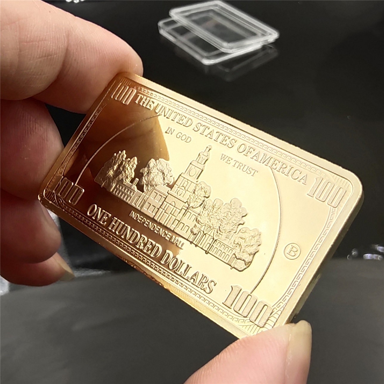 USA 100 Dollar Bullion 24k Gold Bar American Metal Coin Golden Bars USD With Capsule Souvenir Gifts