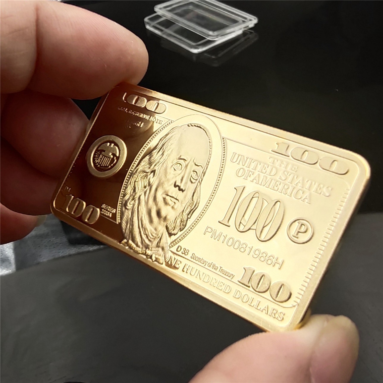 USA 100 Dollar Bullion 24k Gold Bar American Metal Coin Golden Bars USD With Capsule Souvenir Gifts