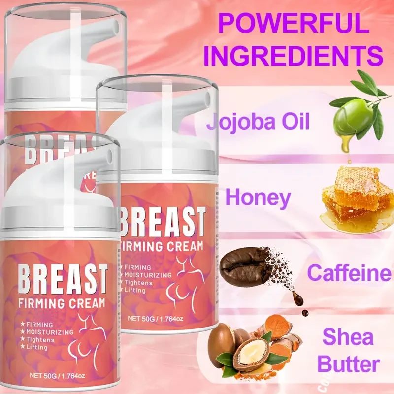 3pcs*50g Breast Firming Cream with Jojoba Oil, Vitamin E, and Honey, Breast Skin Tightening, Lifting & Tightening Breast Skin, Breast Lifting Cream, Moisturizer for Breast Massage Moisturizing Firming Women's Body Skin Care Cream, Firming Breast Skin