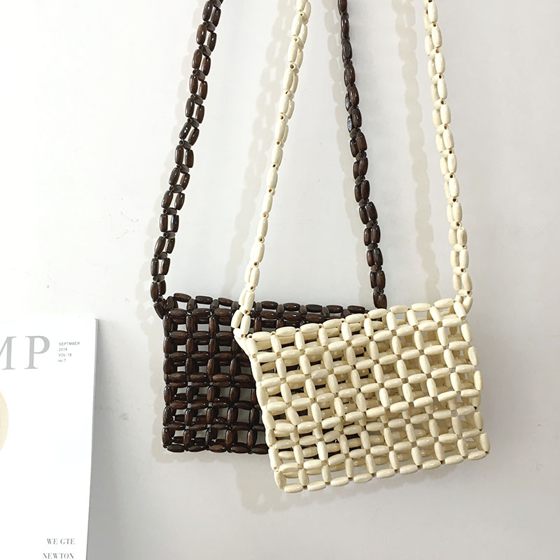 Vintage wooden bead bag