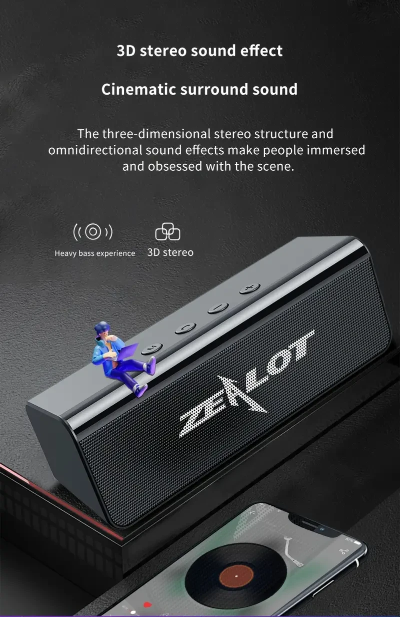 Compact, Powerful, and Perfect for Every Occasion Introducing the ZEALOT S31 5W*2 Wireless Speakers, the ultimate blend of style, portability, and exceptional sound quality. Whether youre hosting a party, relaxing at home, or streaming your favorite seri