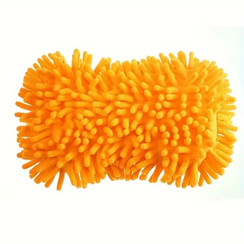1pc Car Wash Mitt Chenille Microfiber Wash Sponge & Ultra-Absorbent Microfiber Waffle Drying Towel