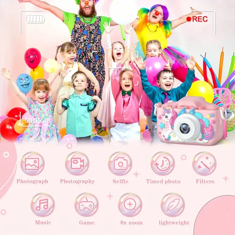 Kids Toy Unicorn HD Camera, Suitable For 3-12 Years Old, Kids, Boys And Girls, Selfie Camera For Kids, Christmas, Halloween, Thanksgiving And Birthday Gifts