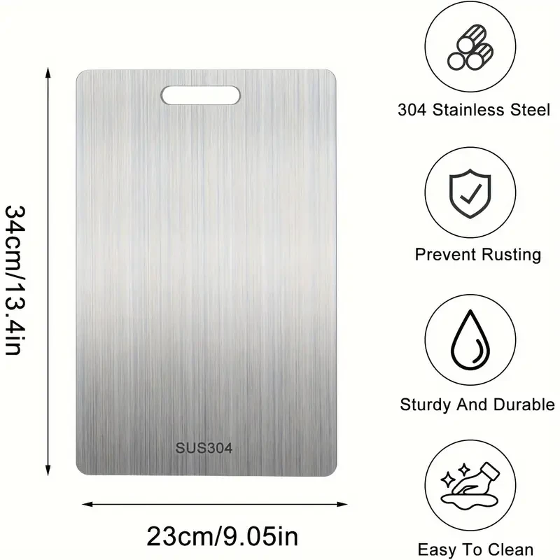 Premium Titanium-Grade 304 Stainless Steel Double-Sided Chopping Board