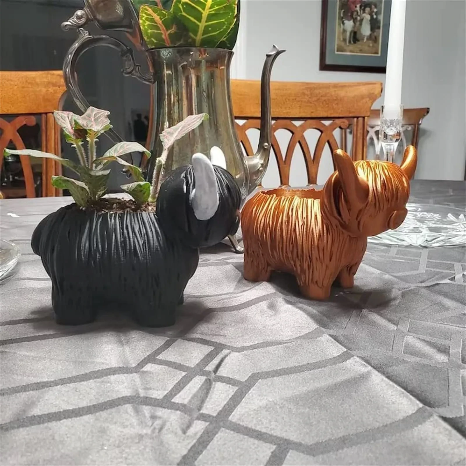 Highland Cow Flower Pot Statue Resin Crafts