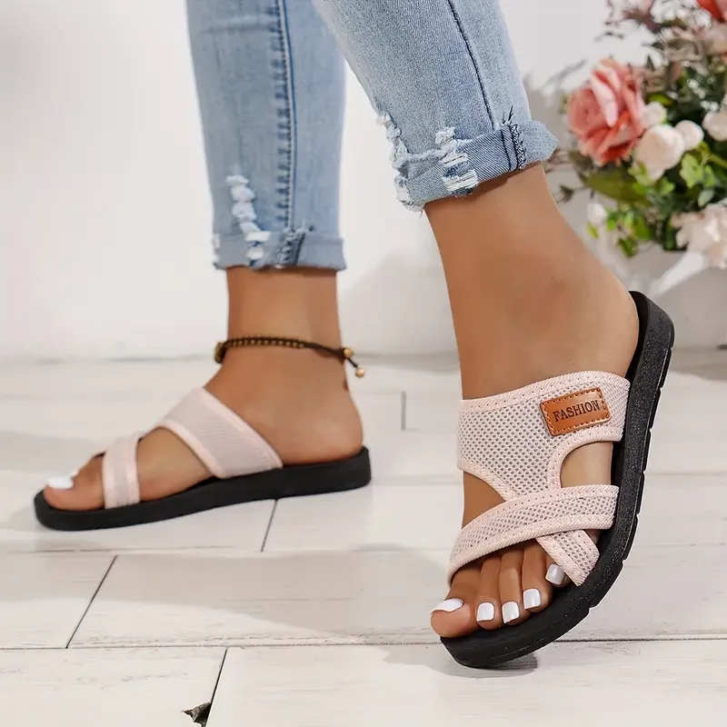 Womens Hollow Mesh Slide Sandals