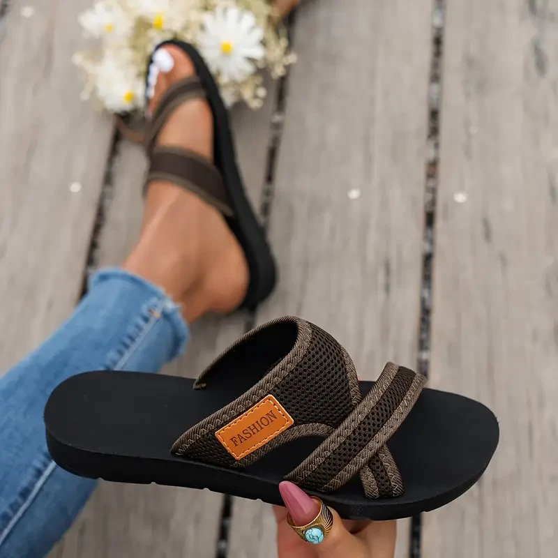 Womens Hollow Mesh Slide Sandals