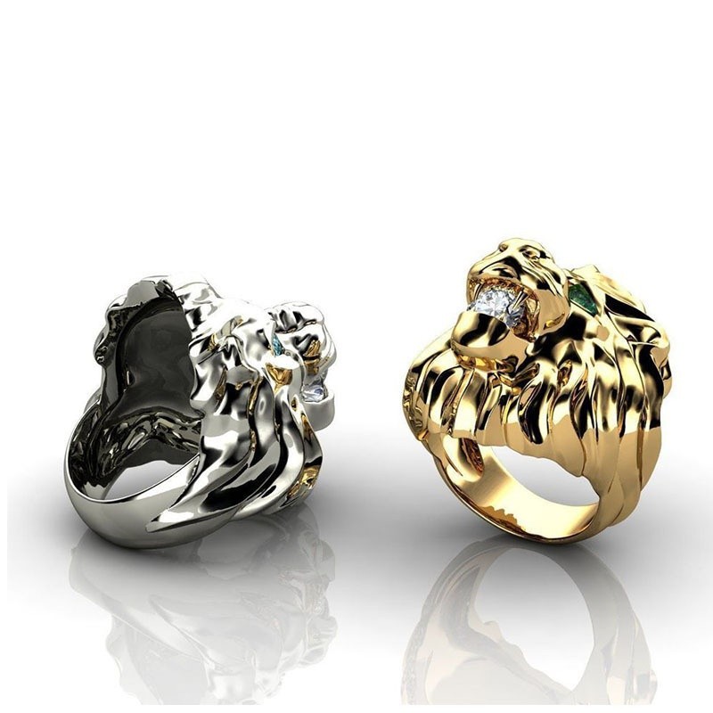 Fashion Stainless Steel Lion Head Ring - Bold Mens Retro Jewelry for NZ