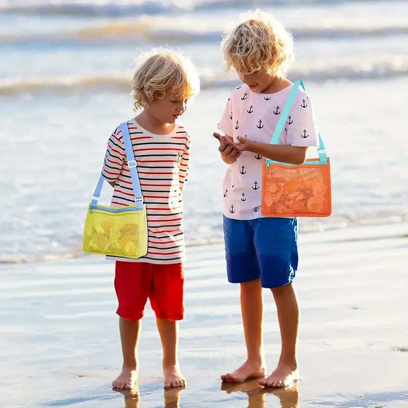 3pcs Vibrant Mesh Beach Toy Bags for Youngsters