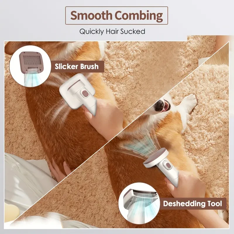 Dog Grooming Kit - 1.3L Pet Grooming Vacuum with Low Noise, 6 Grooming Tools & 4 Combs