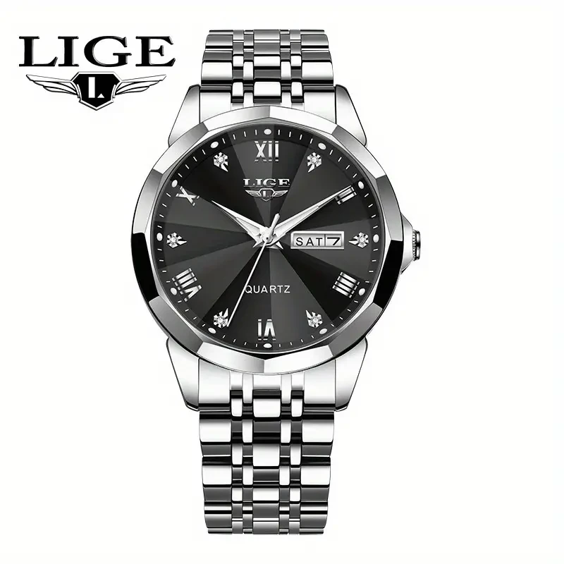 LIGE New Men's Business Watch Stainless Steel