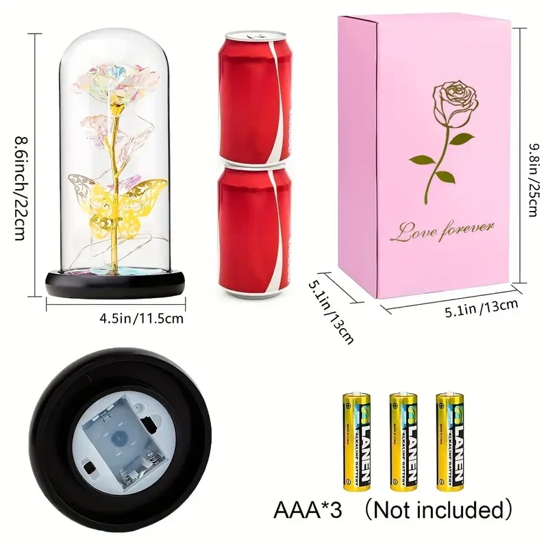 Enchanting LED Rose in Glass Dome - Perfect Gift for Mother's Day, Weddings, Valentine's & More