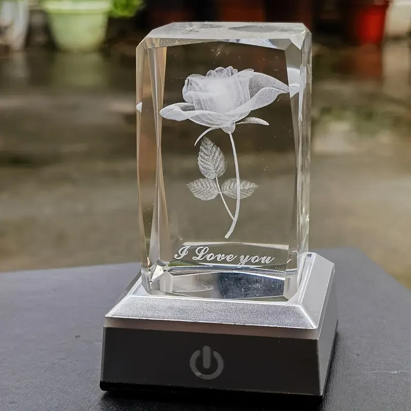 1pc Exquisite 3D Rose Crystal LED Color Lamp