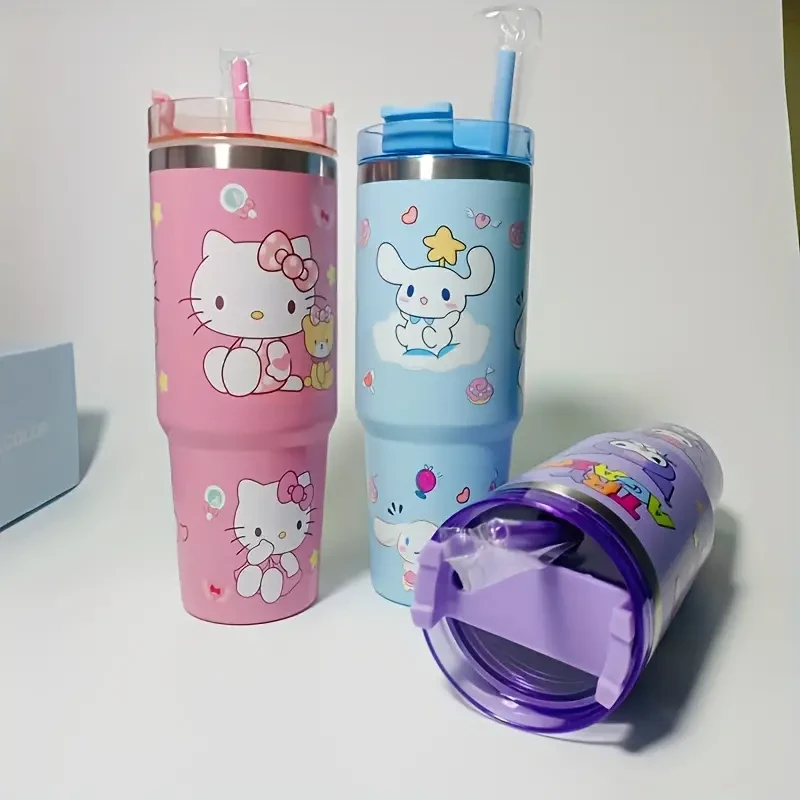 Hello Kitty & Friends 30.43oz Insulated Stainless Steel Water Bottle - Shatterproof with Lid and Straw