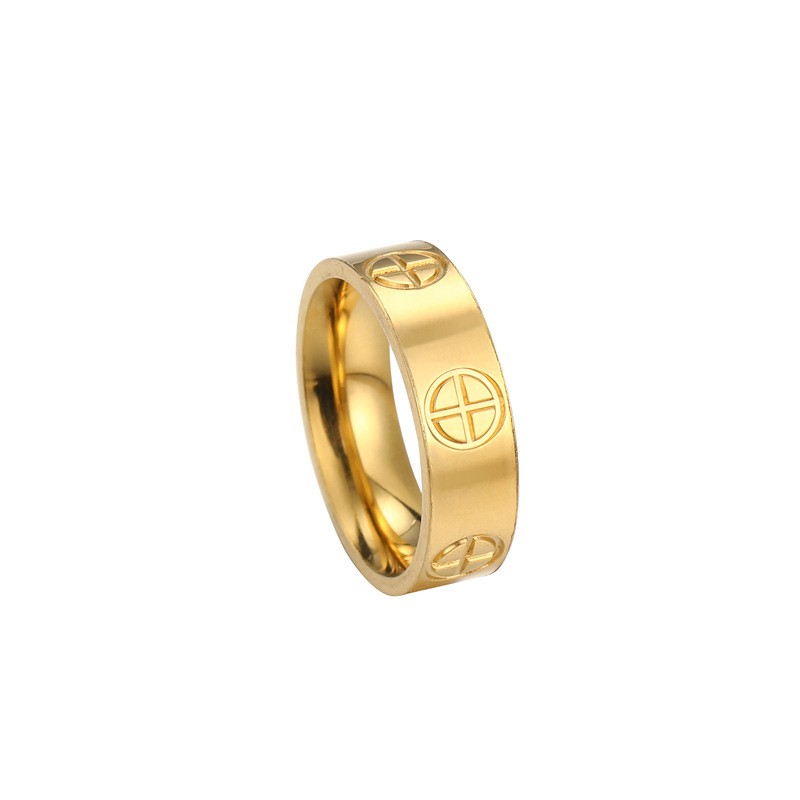 Fashion Classic Cross Stainless Steel Rings - Gold Color Luxury Wedding Jewelry