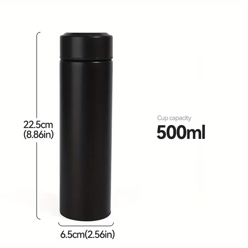 Vacuum Bottle with Temperature Display - 16.91 oz Insulated Water Bottle, Travel Tumbler Mug