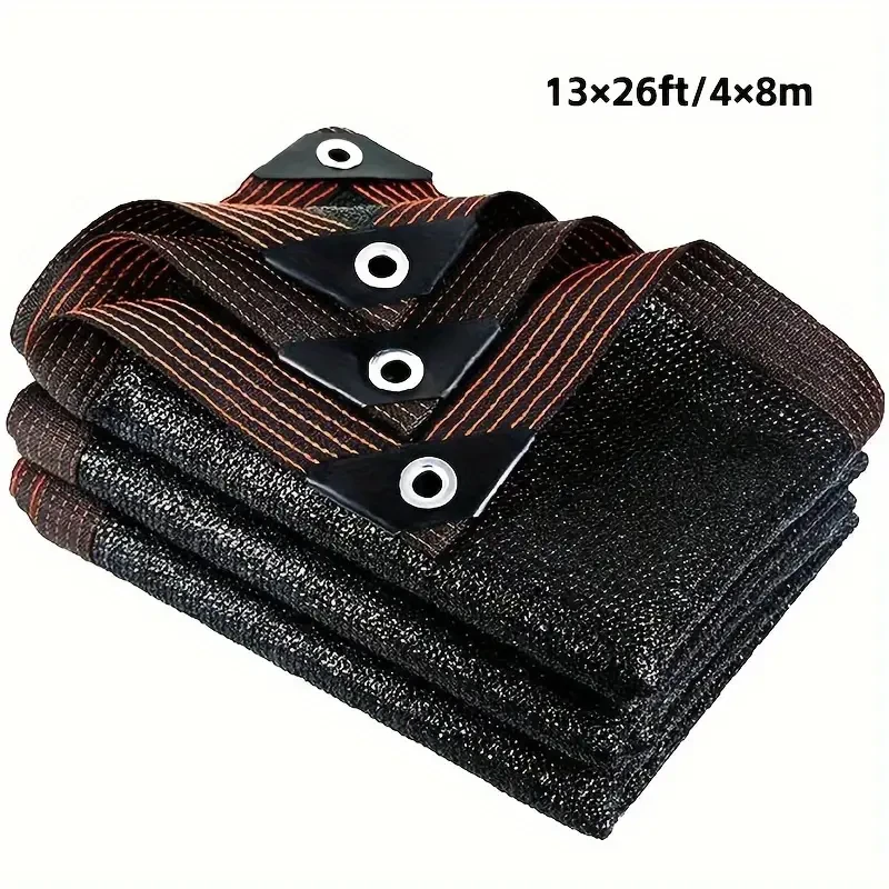 Extra-Large Black Sun Shade Fabric with Grommets - HDPE Mesh for Greenhouses, Patios, Plants & Gazebos
