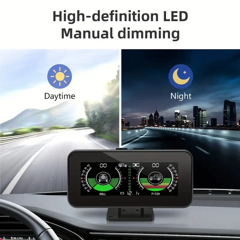 Vgate Car Inclinometer & HUD - Digital Slope Meter with Voltage Display