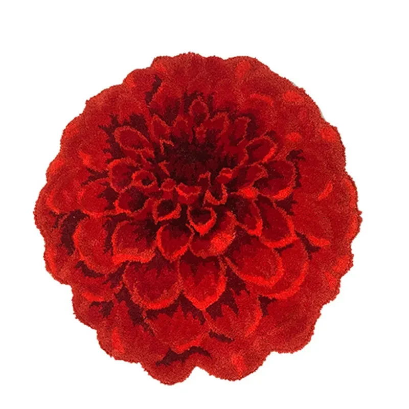 Round Brassica Oleracea Flowers Pile Floor Covering