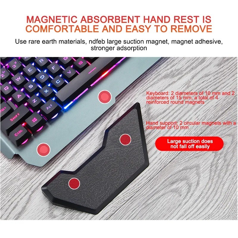 Ergonomic Wired Gaming Keyboard with RGB Backlight and Phone Holder