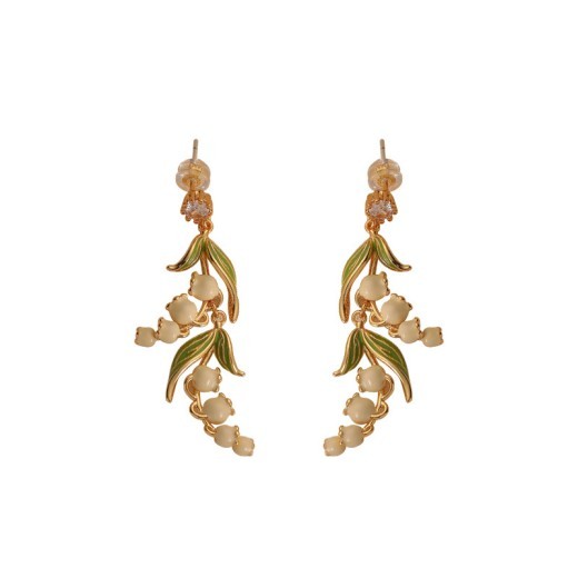 New Retro Temperament Lily Long Enamel Earrings Women