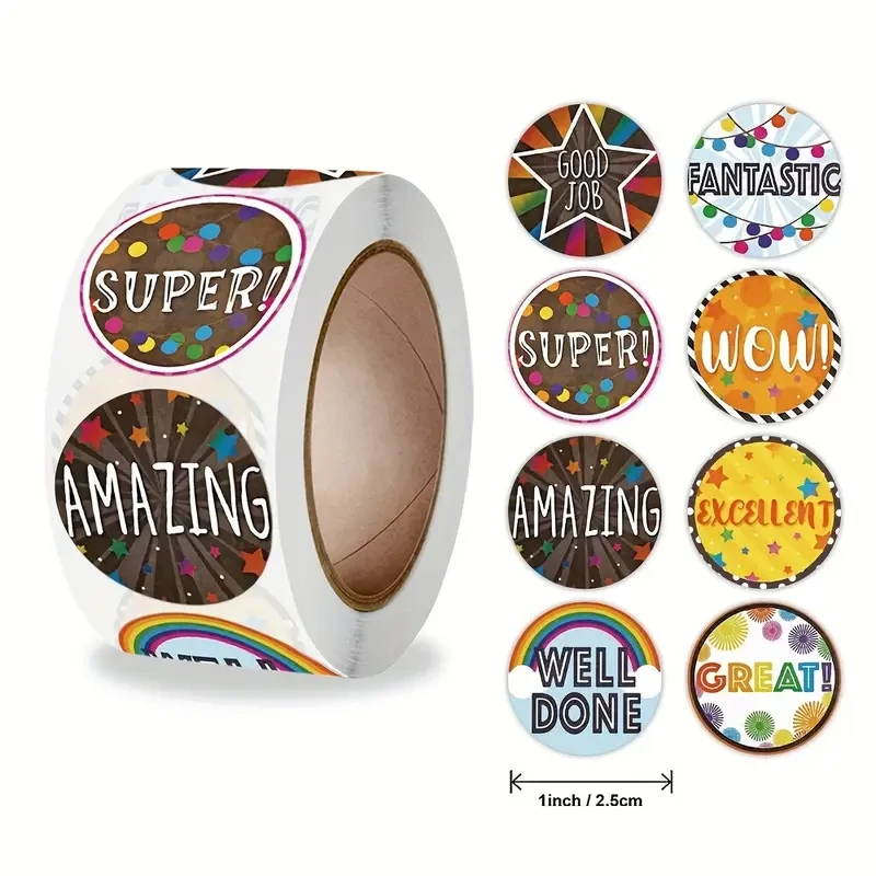 500pcs 1-inch 8 Design Reward Stickers Suitable For Teachers