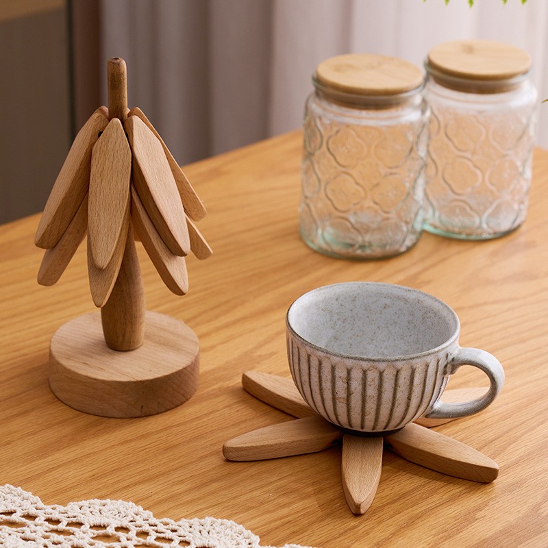 4PCS Tree Design Stand Wooden Trivets