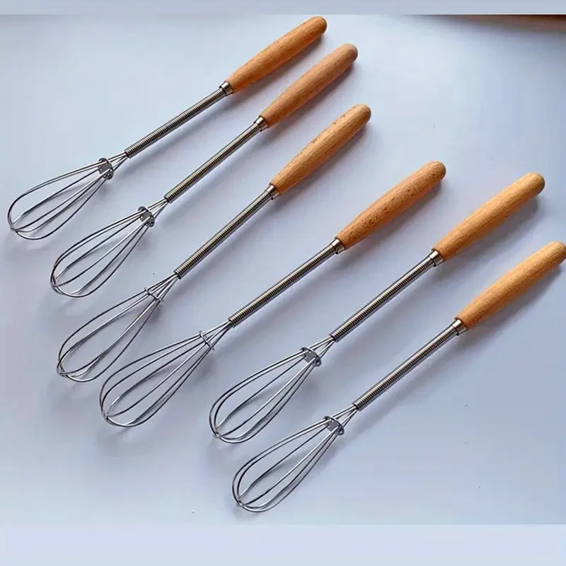 3/6pcs, Mini Whisk, Stainless Steel Whisk Set with Wooden Handle, Egg Beatter, for Perfect Blending, Whisking & Beating, Durable & Easy to Clean, Baking Tools