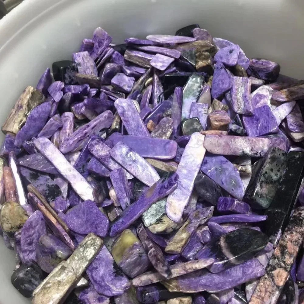 5pcs Natural Charoite Stone Point Plate Chips Quartz Crystal