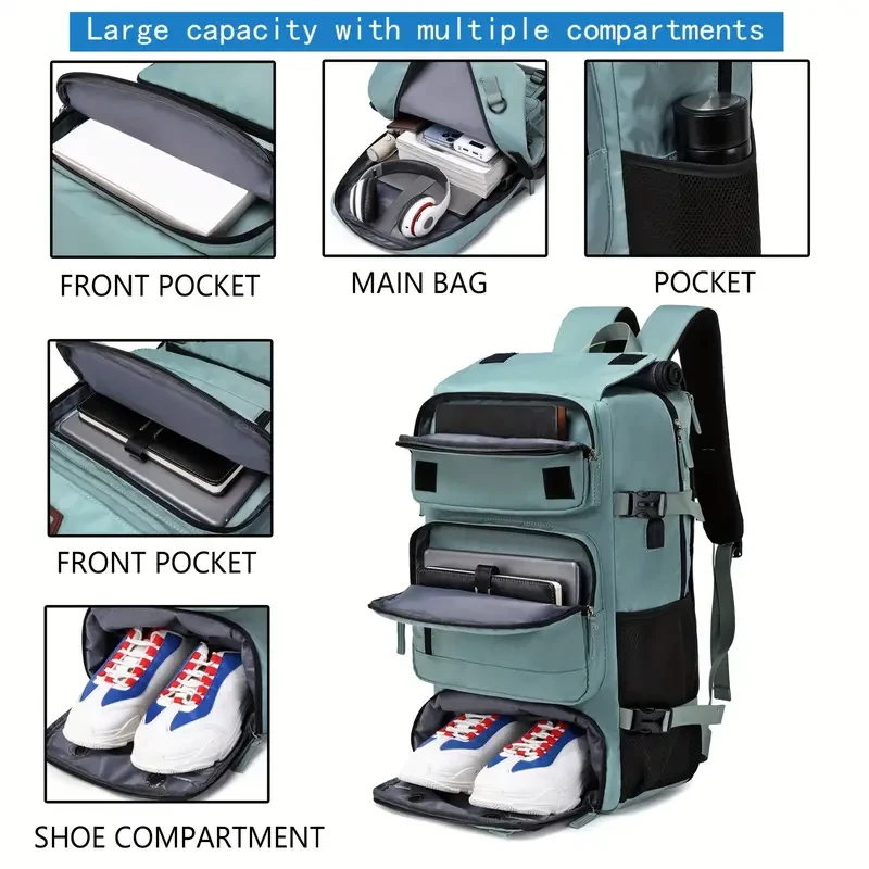 Men's Multi-Functional Trekking Backpack with Adjustable Straps and Shoe Storage - Waterproof and Durable Outdoor Knapsack