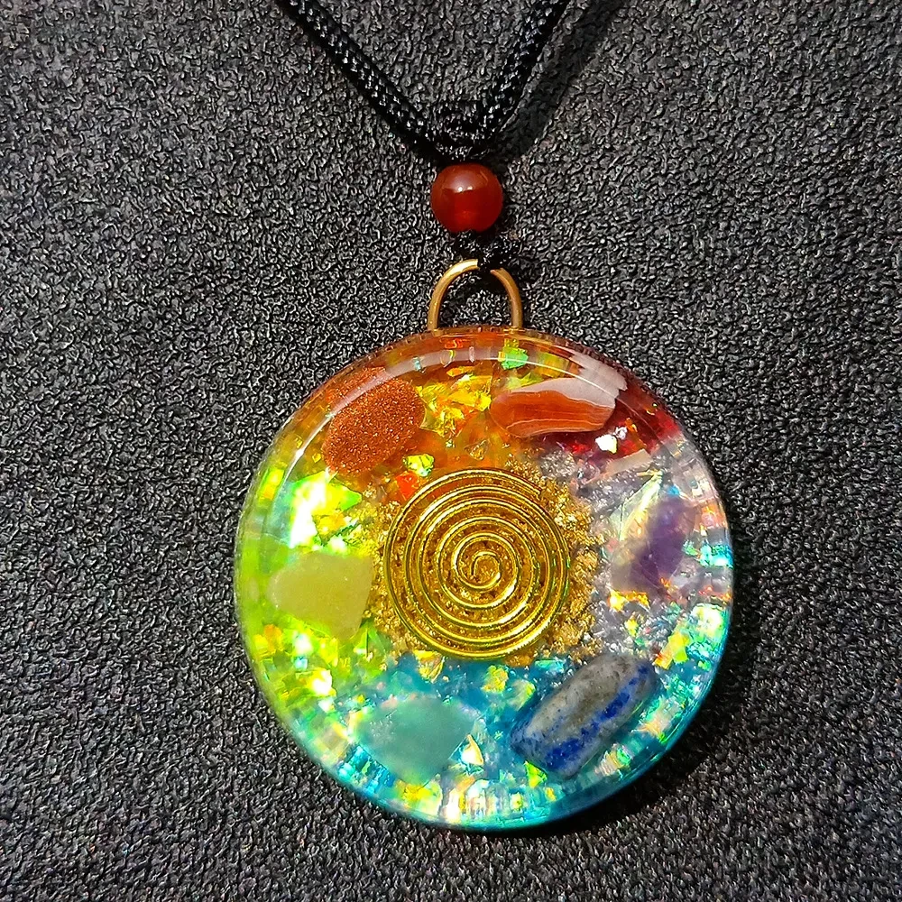 Natural Crystal Agate Semi-precious Stone Colorful Gravel Pendant