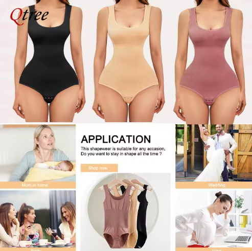 Qtree Plus Size XS-5XL Seamless Full Body Shaper Waist Trainer Panties Women Butt Lifter Tummy Control Bodysuits Slimming Panty
