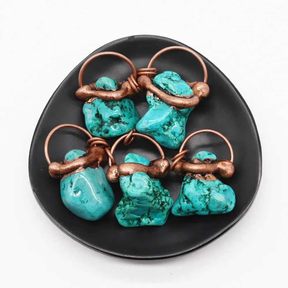 Natural Stone Polished Irregular Blue Pine Stone Pendant