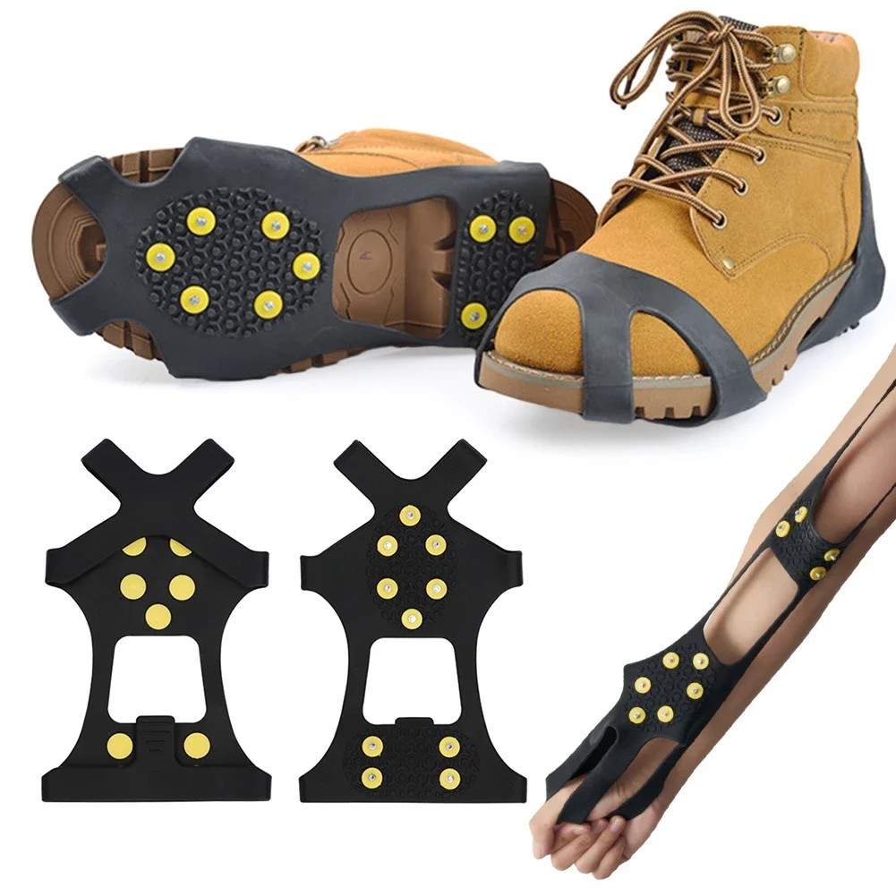 1 Pair 10-Studs Snow & Ice Climbing Anti-Slip Spikes